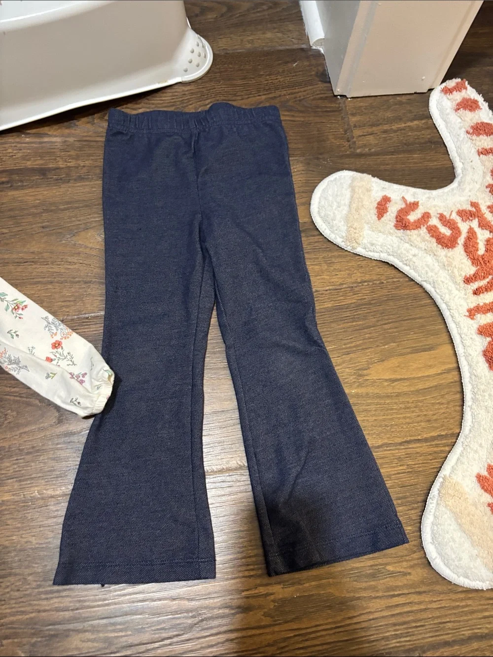 Carter's Cream Floral Top with Navy Pants Kids Matching Set